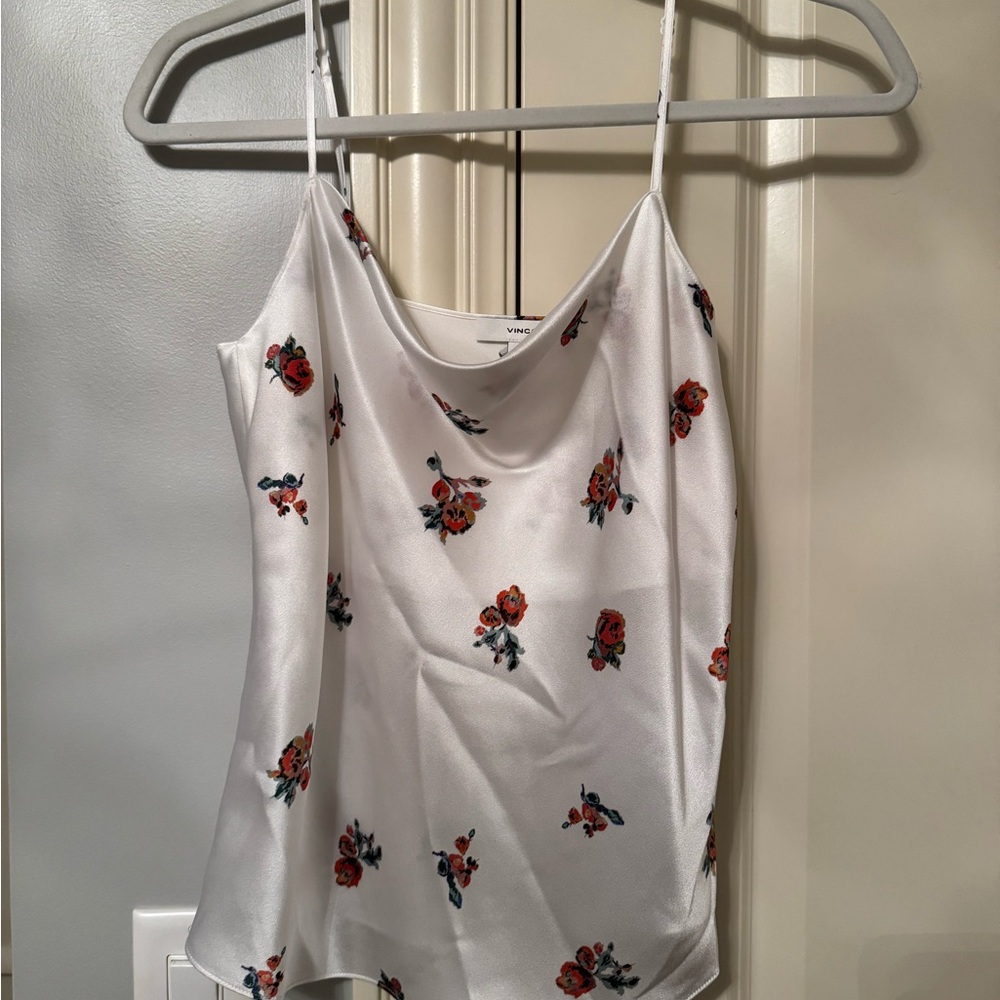 Vince Silk Floral White Cami Top